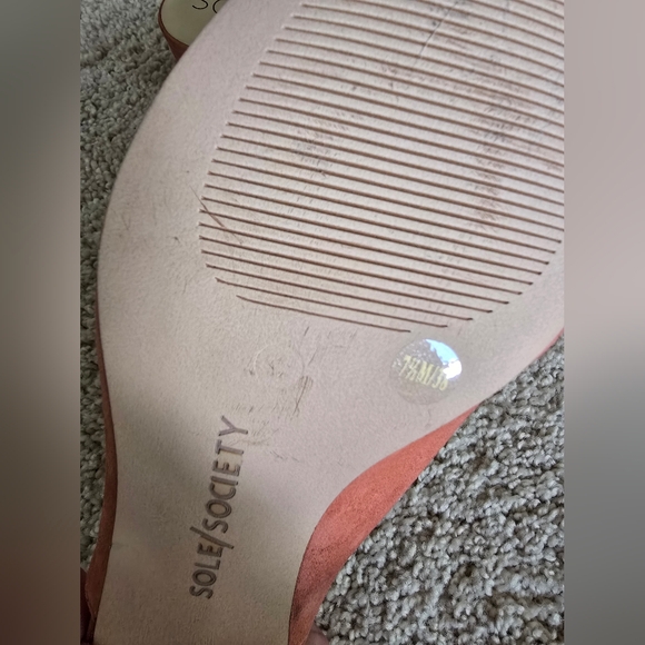 Sole Society Marlessa Slip Ons 7.5M Coral Suede Leather Pointed Toe Shoes - Picture 5 of 9